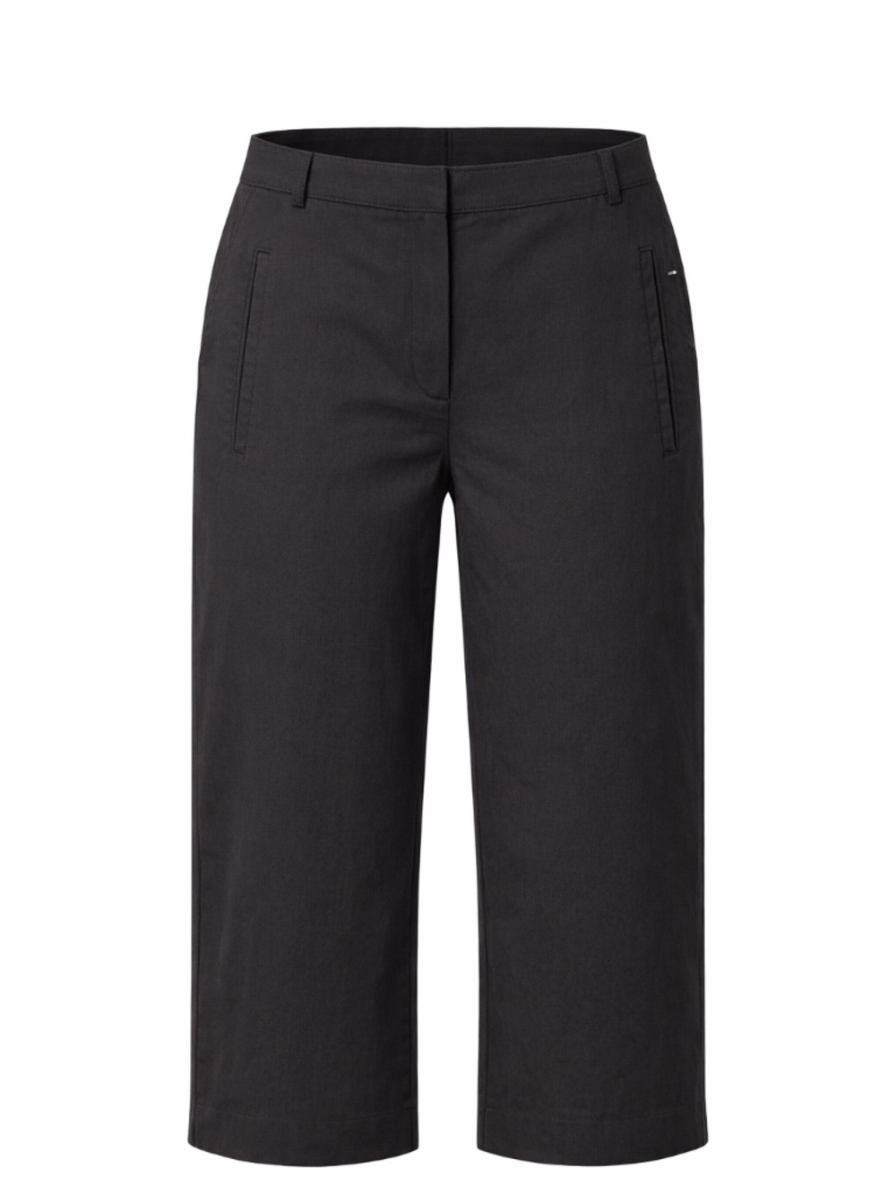 Jaeger Black Cropped Cotton Wide-Leg Pants with Side & Back Pockets US 8/UK 12